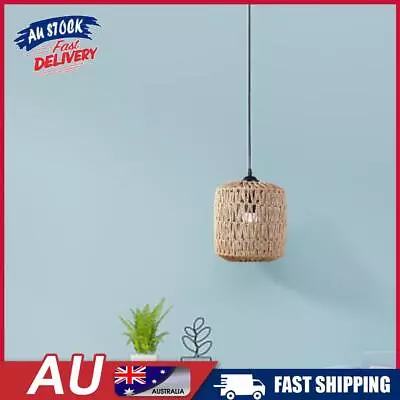 AU Simulated Rattan Lamp Cover Handmade Woven Lamp Shade For Bedroom (Cylindrica • $15.49