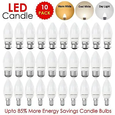 10 Pack Screw In Bayonet LED Candle Light Bulbs Energy Saver Warm White Daylight • £9.89