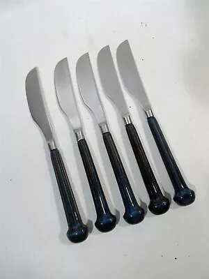 Midcentury Denby Ceramic Stainless Regency Blue Flatware 5Dinner Knives • $55.99