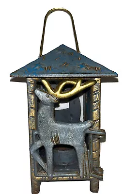 Vintage MCF Cast Iron Candle Lantern Elk Cabin Forest • $39.90