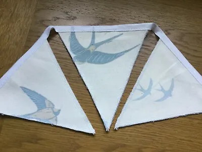 New Bluebirds Swallow Seaspray Blue Laura Ashley Fabric Handmade Bunting 5 Flags • £9.99