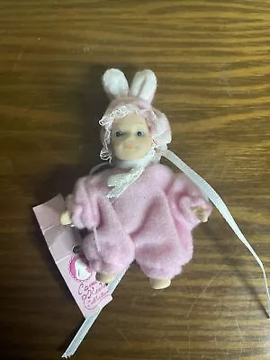 Vintage Cameo Kids Porcelain Miniature Collectible Doll  Pink Bunny 3  Tall • $5.99