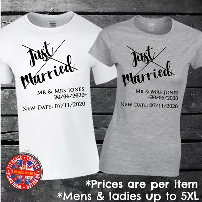 Just Married Personalised T-shirts Lockdown Couples Set Wedding Matching • £9.99