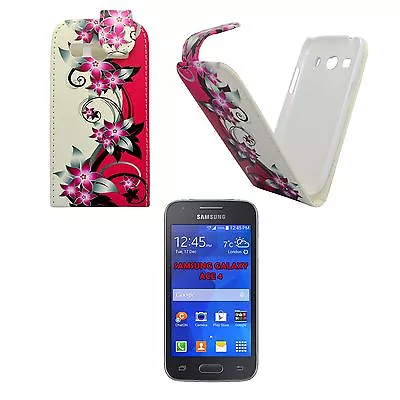 Case For Samsung Galaxy Ace 4 Pink Cream Flower Flip Pu Leather Pouch Cover  • £4.99