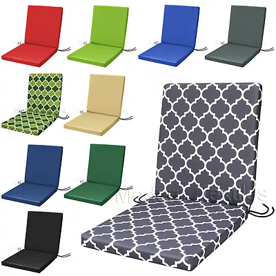 WATERPROOF Low Back Chair Cushion SEAT PAD Removable Cover Patio Garden OUTDOOR • £27.99