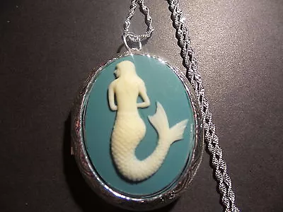 Cameo Locket Mermaid Sea Nautical  Silver Plated • $26.99