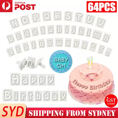 $7.99 • Buy 64X Fondant Cake Alphabet Letter Cookies Biscuit Stamp Embosser Mold Cutter NEW