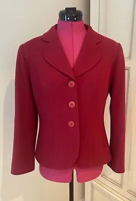 HOBBS Marilyn Anselm Design Vintage Dark Pink Fitted Jacket Size 8 100% Wool • £30