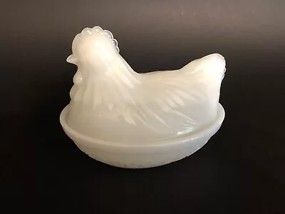 Hazel Atlas White Milk Glass  Chicken Hen On Nest Trinket Dish 4.5  • $10