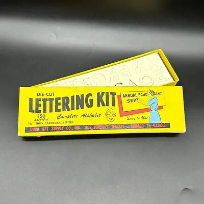 Vintage Lettering Kit Die Cut Cardboard Duro Art USA Alphabet Stencil Box • $32