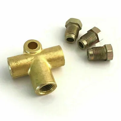£4.89 • Buy 3 Way Brake T Piece Tee And 3 Male Nuts Short Union Metric M10 3/16  Pipe 10mm