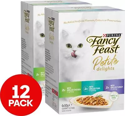 2 X 6pk Fancy Feast Petite Delights Wet Cat Food Chicken Tuna And Turkey 50g • $19.99