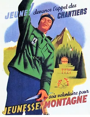 WW2 - 15x20 Photo - Vichy Poster -  Youth And Mountain  • $2.56