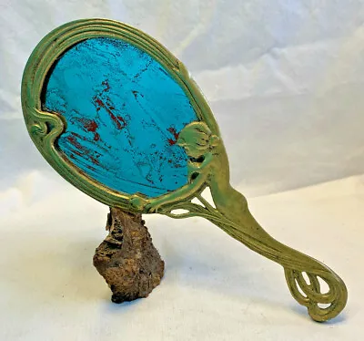 Vtg Brass Art Nouveau Bird Lady Hand Mirror Beauty Animal Vanity Decorative  • $29.95