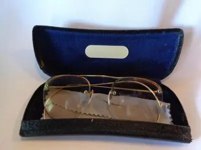 Vintage 12K GF Temples Rimless Eyeglasses With Case (English?) • $32.99