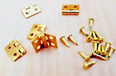 £2.60 • Buy Small Hinges Brass Dolls House Door Jewellery Box Lid Hinge + Pins Multi Listing