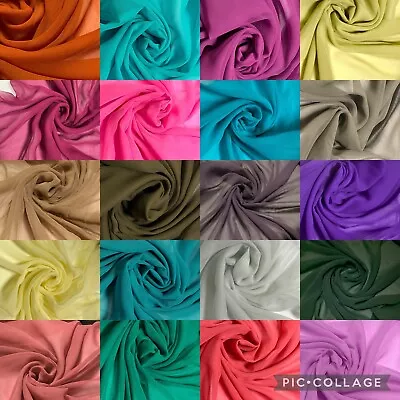 £1.20 • Buy Plain Poly Moss Crepe Sheer Chiffon Fabric Dress Dupatta Deco Craft 44 
