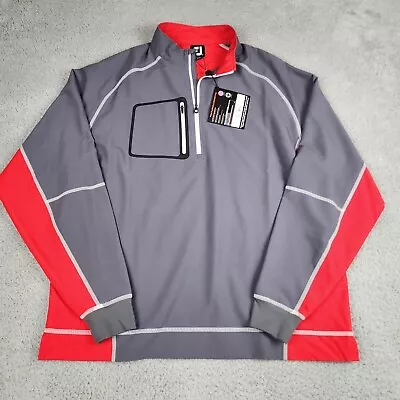 Footjoy Windshirt Mens Large Gray Red Golf Performance Outdoors • $59.99