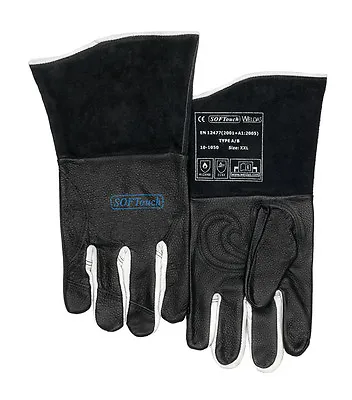 Weldas Black Leather Multi Process Mig Tig MMA Welding Gloves - Perfect For TIG! • £25.99