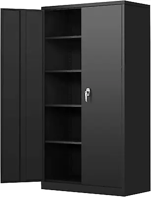 Steel Snapit Storage Cabinet 72  Locking Metal Garage Storage Cabinet With 4 Adj • $229.99