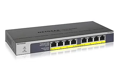 NETGEAR 8-Port Gigabit Unmanaged Switch PoE/PoE+ 123W Fanless (GS108PP) • $62.79