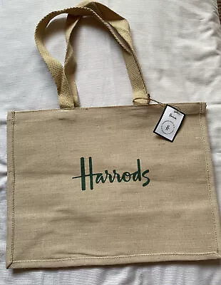 NEW Harrods London Logo Tote Shopping Bag Jute Nwt USA Seller British Shopper UK • $59.24