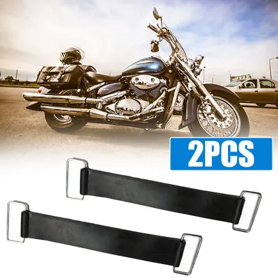 2Pcs Black Motorcycle Universal Rubber Battery Strap Holder Belt Accessories Set • $10.62