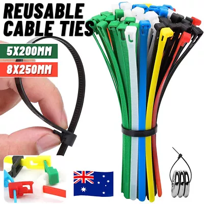 Cable Zip Ties Nylon Plastic Heavy Duty Releasable Reusable Wrap Wire Removable • $6.99