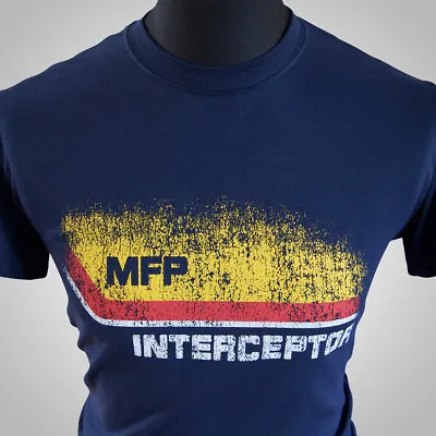 $19.96 • Buy Mad Max MFP Interceptor T Shirt Retro Movie V8 Car Pursuit Ford Falcon Navy Blue