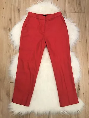J. Crew - Red Linen Casual Pants With Elastic Waist And Pockets - US 6 (AU 10) • $40