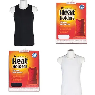 Mens Heat Holders Thermal Underwear Sleeveless Ribbed Vest Top Seamless Body • £14.99