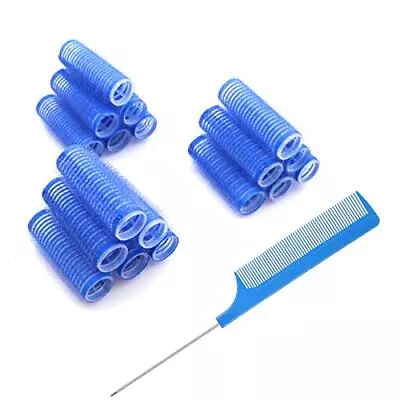  18PCS Self Grip Small Hair Curlers Heatless Roller Hair Curlers Pro Dark Blue • $18.97