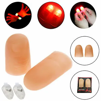 2x LED Finger Thumbs Light Red Color Magic Prop Party Bar Show  Lamp • $4.99