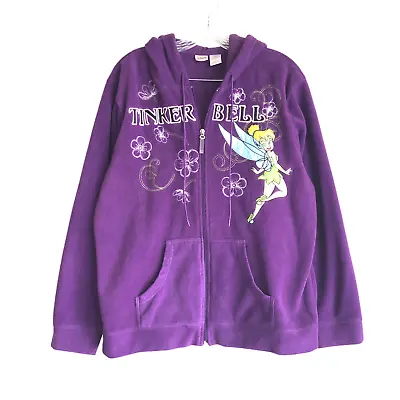 Disney Tinker Bell Women's Fleece Jacket Size XL Purple Hooded Embroidered • $48.70
