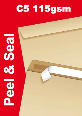 Envelope C5 Peel & Seal Heavy Duty 115gsm Manilla 100 Envelopes • £11.99