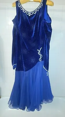 $319.20 • Buy Ballroom Dancing Gown - Royal Blue Chiffon Dress With Crystals - Sale!