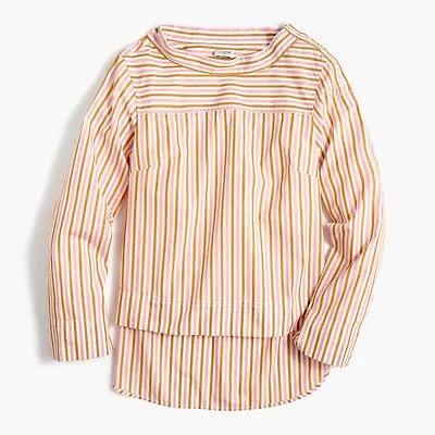 J Crew Womens Size 00 Striped Funnelneck Top In Cotton Poplin AK106 877 • $35.81