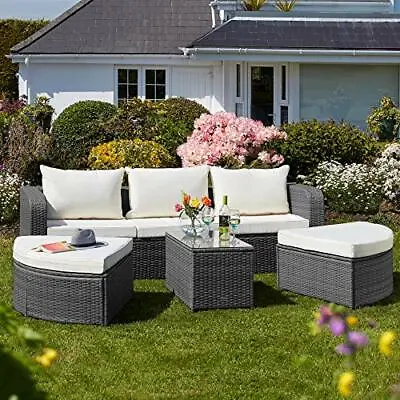 Garden Life Outdoor Rattan Furniture 5pc Patio Sofa Day Bed Chair Table Set NEW • £669.99