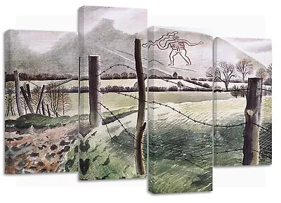 Eric Ravilious Cerne Abbas Gia British Painting Set Of 4 New Split Canvas Prints • £45