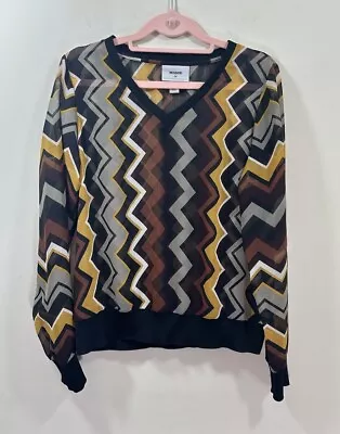 Missoni For Target Women's Blouse SMALL Sheer Chevron Brown Black • $24.99