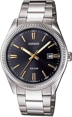 Men's Casio Black Dial Silver Stainless Steel Round Wrist Watch MTP-1302D-1A2VDF • $40.17