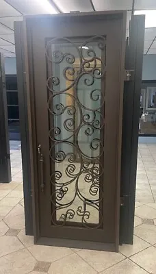 Wrought Iron Single Entry Door 36  X 96  Floral With Operable Glass • $2150