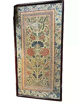 VTG Chinese Silk Embroidery Panel 26  X 13  • $225.50