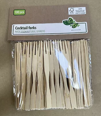 £3.25 • Buy Cocktail FORKS Bamboo Skewers Sticks 100 BBQ Fruit Wooden Sticks Parties