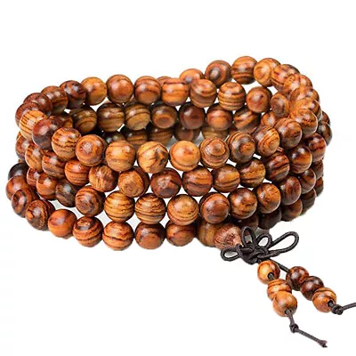 Women Men 8mm Wooden Bead Buddhist Prayer Mala Necklace Bracelet Gift Jewelry • $5.49