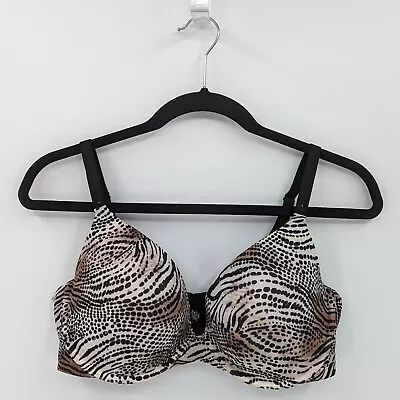 Victoria's Secret Bra 40C Brown Black Animal Print Jeweled BIOFIT Demi Uplift • $19.99