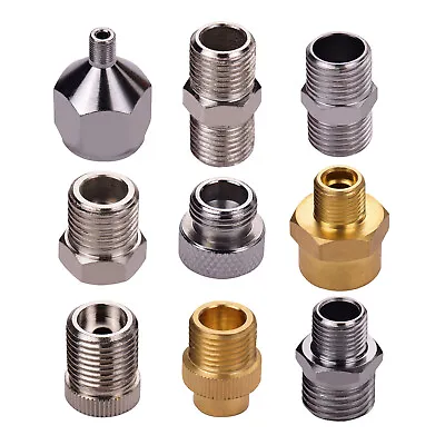 9PCS Airbrush Hose Adaptor Connector Metal Multi-Size For Badger Paasche A9I0 • £9.95