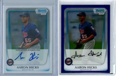 2011 Bowman Chrome Autograph & Purple Refractor #172 - Aaron Hicks Rc #ed /799 • $12