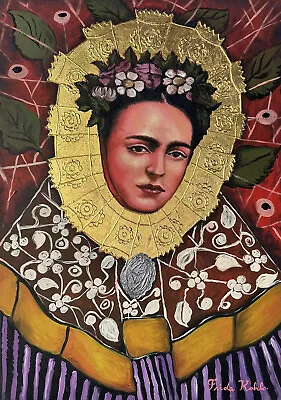 Frida Kahlo Oil On Canvas Painting Signed And Sealed Measures  50cm X 70cm • $750