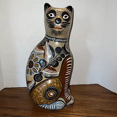 Vintage Tonala Burnished Clay Mexico Pottery Cat Sculpture 15” • $125